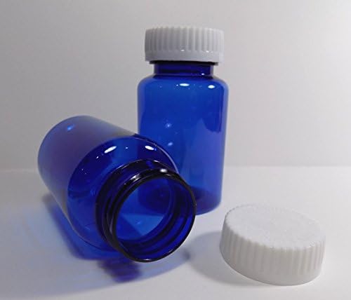 Preferred Vials-Plastic Medical Screw-Top Packer Bottles Wide Mouth Jars Clear Cobalt Blue 5 Ounce 40 Dram Size Package of 25 Units