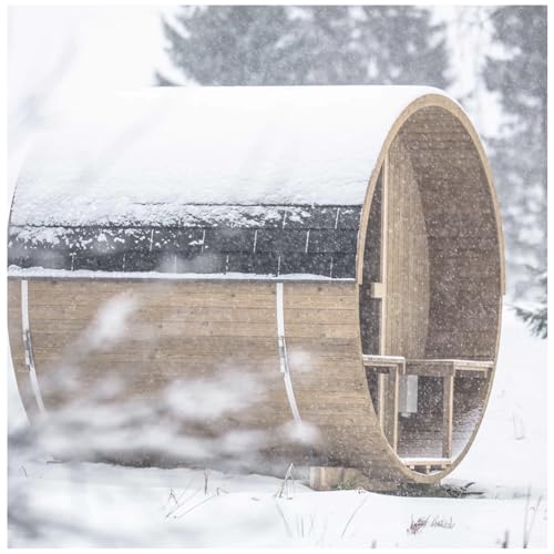 Smartmak Outdoor Barrel Steam Sauna, 6 Person Canadian Pine Wood