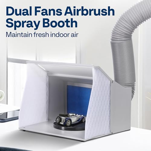 image for VIVOHOME Dual Fans Airbrush Paint Spray Booth with 4 LED Lights Turn T