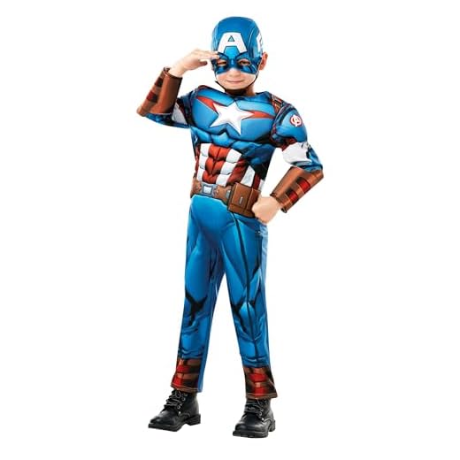 Rubie's 640833M Disfraz oficial de Marvel Avengers Capitán América de lujo para niños, de 5 a 6 años, altura 116 cm