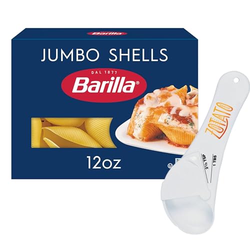 (1 Pack) Jumbo Pasta Shells for Stuffed Shells Large, Extra-Large Shells Made with Durum Wheat, Perfect Al Dente Texture Non-GMO &amp; Kosher Certified 12 oz - Bundle with 5-in-1 Measuring Spoon