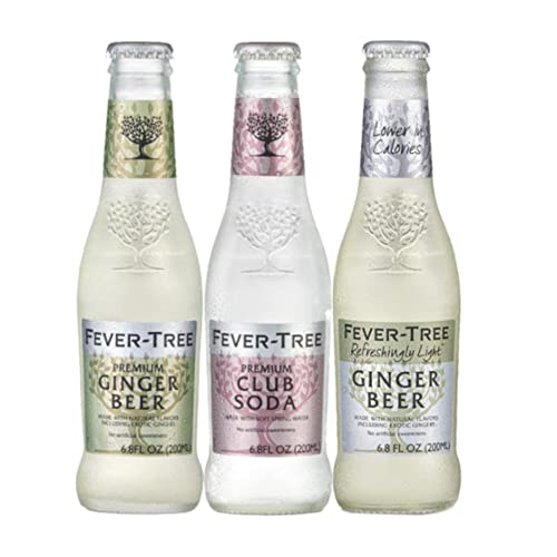 Beeq - Fever-Tree Variety Pack | (12 Pack)| 9 Different Flavors:club Soda, Elderflower Tonic, Ginger Beer, Ginger Ale, Light Ginger Beer, Light Tonic Water, Sparkling Lime & Yuzu, Tonic Water, Pink Grapefruit |No Artificial Sweeteners Flavorings Or Preservatives, 6.8 Fl Oz Each Bottles #TOP3