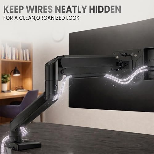 Image of Robustt Single Arm Gas Spring Monitor Stand | Arm For 17-32 inch Monitor | Full Motion Monitor Desk Mount With 70 To -45 Tilt, 180 Swivel And Full Rotation | Vesa 75x75 To 100x100mm | 10 Kg Capacity