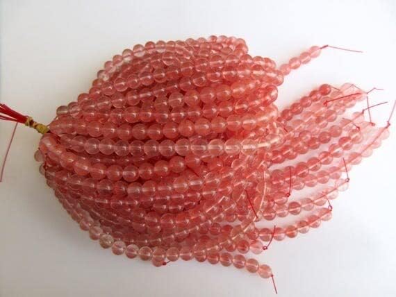 Quartz cerise 8mm perles grand trou résolvant le passage des cordons épais