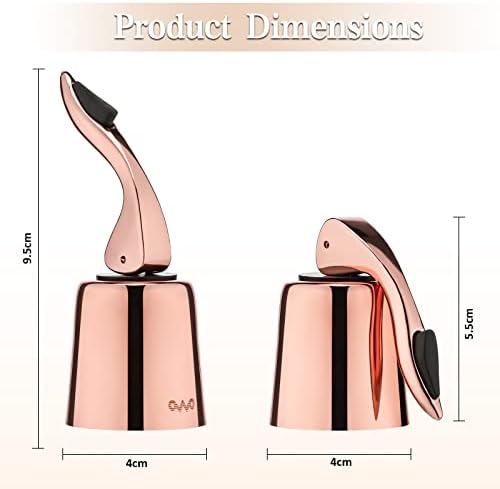 OWO Wine Bottle Stopper Stainless Steel, Wine Bottle Plug with Silicone, Expanding Beverage Bottle Stopper, Reusable Wine Saver, Bottle Sealer Keeps Wine Fresh (Rose Gold-2)