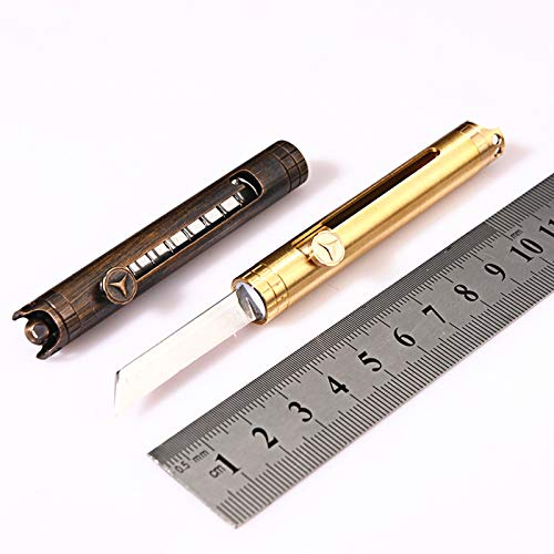 Szhoworld Brass Mini Utility Knife - Edc Pocket Knife, Small Compact Box Cutter With Special High Carbon Alloy Steel, Upgraded Version (Brass) #TOP3
