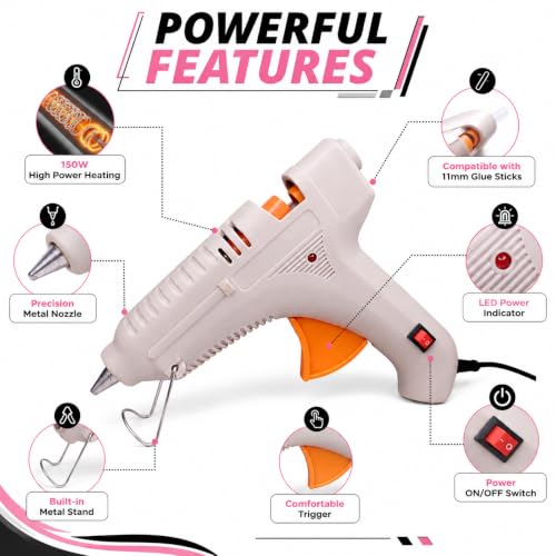 DELIVERYPAX Glue Gun 150W with 5 Glue Sticks (11mm, 6") for Art Grey - Image 3