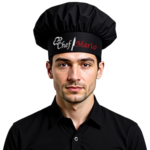 The Apron Place Adjustable Professional Chef Hats, Multiple Personalized Embroidered Designs to Choose from, Made in The USA (Chef Knife)