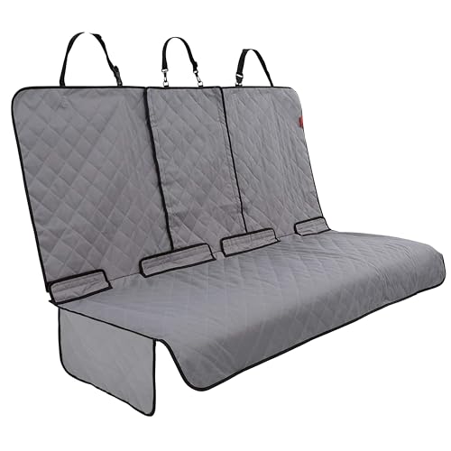 Lusso Gear Leather Dog Car Seat Cover For Back Seat|Protects Back Seat From Scratches,Scuffs,Shedding,Mud,& More|100% Waterproof|Non-Slip Cover Stays Securely In Place|Fits All Cars,Trucks & Suvs,Grey