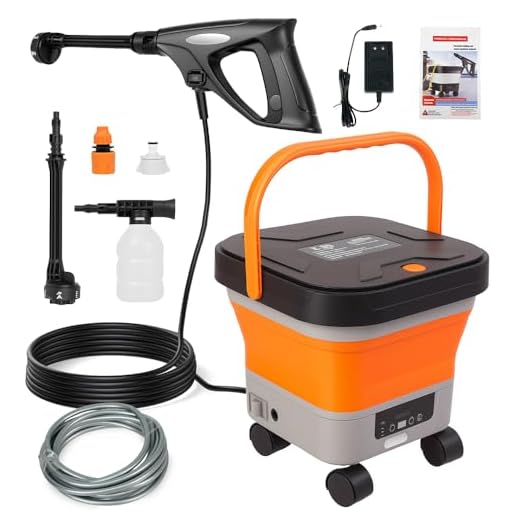FINYQBET Lavadora de Alta Pressão Portátil 320W, 100-240V, Bateria 20000mAh, 50 Bar de Pressão, Tanque Dobrável 13L e Bico 6 em 1 para Limpeza de Casa, Carro e Jardim