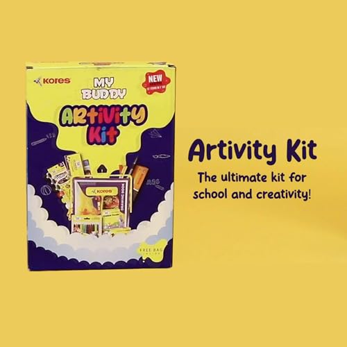 Image of Kores Creative Artivity Kit | 13-in-1 Back to School Art & Craft Stationery Set | Transparent Zipper Pouch | Ideal Gift for Kids | DIY Activity Kit | Safe & Non-Toxic | Ages 3+