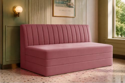 Image of Los Angeles Modern Velvet 3-Seater Sofa Cum Bed, Multipurpose Convertible Sleeper Couch Sofa for Living Room, Bedroom & Office- Rose Pink Color