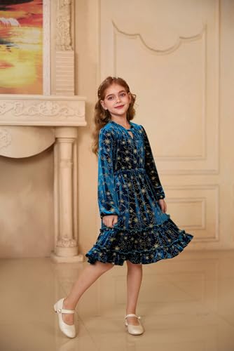 GRACE KARIN Girls Long Sleeve Velvet Dress Sparkle Cut Out Christmas Fall Party Dresses Size 6-142