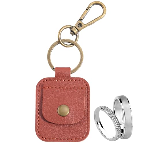 craspire Porte Bague en Cuir Porte Clés Porte Bague de Sport Portable Pochette de Voyage Marron pour Bijoux Porte Clés Mini Pochette pour Pièces de Monnaie pour Alliance Collier Médiators Cadeau