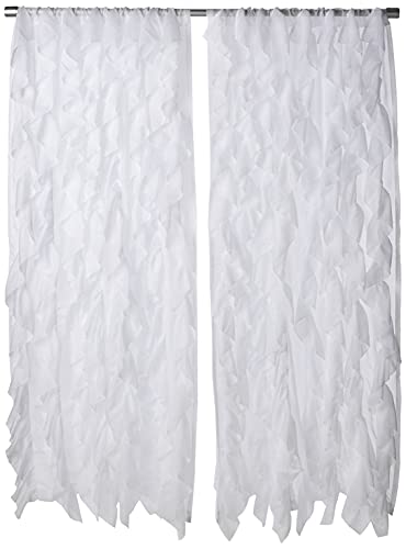 Sweet Home Collection Sheer Voile Vertical Ruffled Window Curtain Panel 50" x 84", 84 in x 50 in, White, 2 Count Sweet Home Collection Sheer Voile Vertical Ruffled Window Curtain Panel 50" x 84", 84 in x 50 in, White, 2 Count