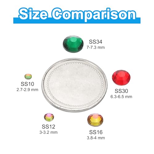 PATIKIL SS12/1440 szt. szkło diamentowe stras, szkło kryształowe, płaskie plecy, kamienie stras, okrągłe kryształki, sztuczne kamienie szlachetne do zdobienia paznokci, rzemiosła, odzieży, makijażu,