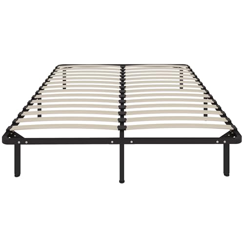 HOMCOM Struttura Letto Matrimoniale 160x190 cm a 28 Doghe, Rete Matrimoniale in Legno con Struttura in Acciaio e Spazio Contenitore Inferiore, per Camera da Letto, Montaggio Facile, Altezza 31cm, Nero