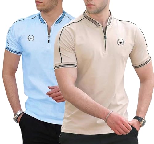 Image of Men's Solid Cotton Rich Polo T Shirt | Collar Tshirts | Half Sleeves | Plain-Regular Fit (Available in Plus Size and Combo Pack of 2)