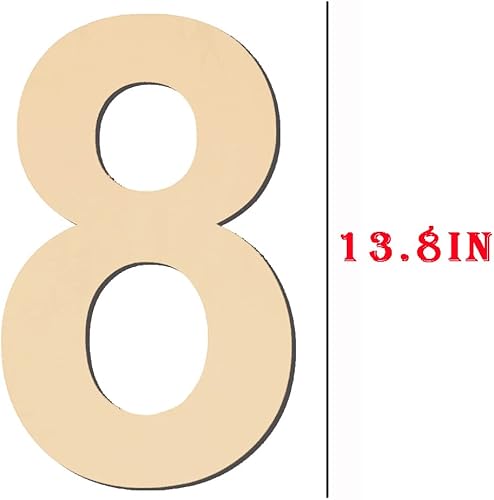 Miniatura 2 de Números de madera grandes de 15 pulgadas 8, número de madera en blanco 8, números de madera grandes sin terminar para manualidades, letreros de