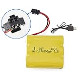 Fistone Rechargeable 7.2V 700mAh Ni-Cd Battery Pack for Remote Control Motorcycle Buggy Stunt Racing Drift Vehicle and RC Truck Crawler Tower Crane with Charging Cable SM 2P Plug