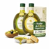 Aceite de oliva virgen extra dúo picual y arbequina pack 2 x 750 ml botella plástico | aove gourmet extraído en frío | aceite premium español cocina diaria | sancho la mancha, dop campo de montiel.