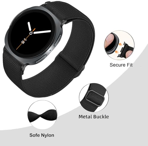 CUNUJIX 5 Stück Elastisch Nylon Armband Ersatz für Samsung Galaxy Watch 8 Band 40mm 44mm,Galaxy Watch 8 Classic 46mm, Dehnbare Loop Gewebe Ersatzband für Damen Herren