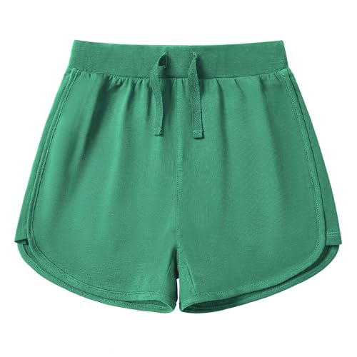 Kid Nation Girls Athletic Shorts Cotton Kids Running Soccer Gym Workout Sports Active Shorts with Pockets Drawstring Green 3-4 Years