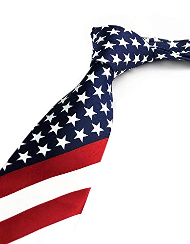 Secdtie Men's Classic Stripe Slim Tie Formal Party Suit Necktie For Independence Day (One Size, Red Blue White) #TOP3