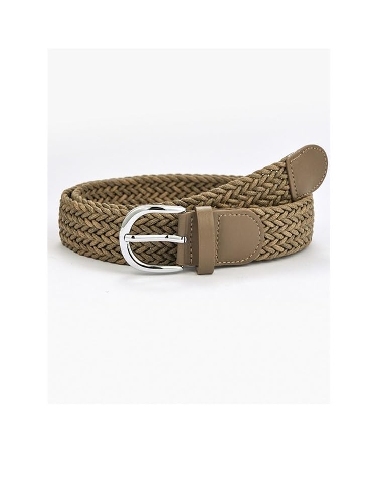 Cinturón ancho de punto trenzado para mujer, cinturón de vestir con hebilla de metal plateado, cinturón casual para mujer