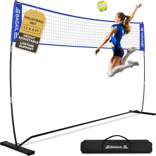 image for BAGAIL Volleyball Net, 12ft Portable Volleyball Net for Backyard - Adj
