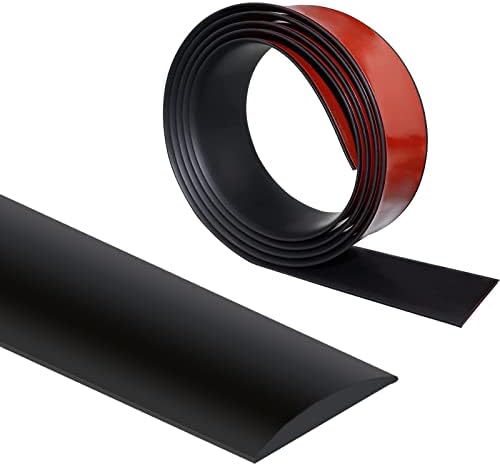 Gangdise Black Floor Transition Strip Self Adhesive Floor Cover Strip Seam Binder 3.28 Feet, Vinyl Door Bar Floor Edge Trim Laminate Floor Joining Strip Floor Bar Flat Divider Strip