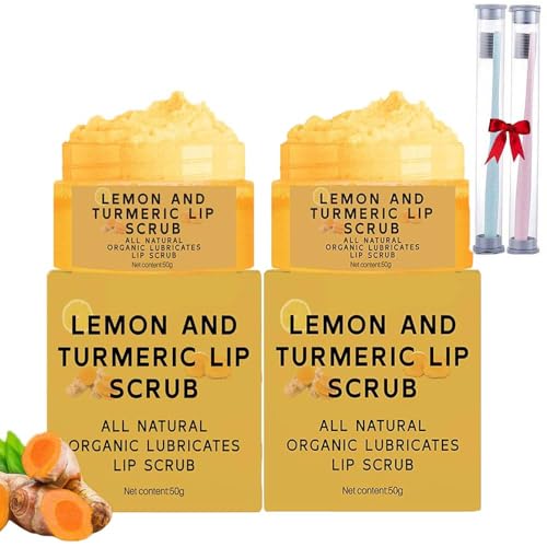Exfoliante Labial Natural De CúRcuma Y LimóN Para Labios Oscuros,Exfoliante Labial Con Aloe Vera,Exfoliante Labial Aclarante,Para Labios Agrietados Y Secos