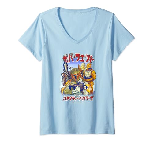 T-shirt Star Wars manga femme v-neck noir imprimé groupe