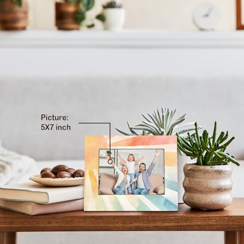 UNCDLV Boho Rainbow Sunshine Nursery Picture Frame 5x7, Boho Photo Frame, Abstract Sunshine Sunrise Sunset Picture Photo Frames for Kids Room Nursery Home Tabletop Desk Shelf Decor