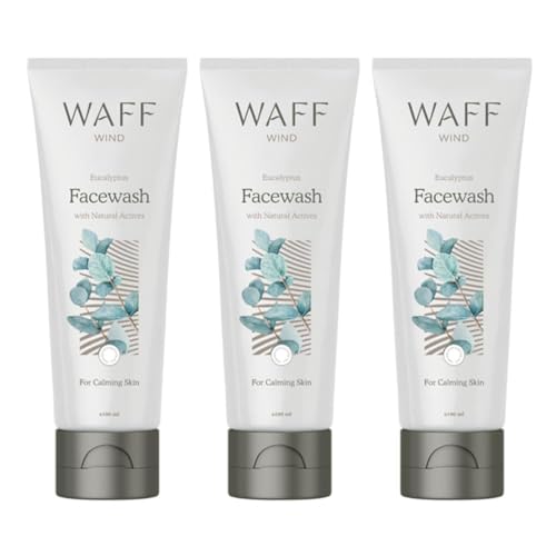 Image of WAFF Eucalyptus & Peppermint Face Wash | Deep Clean, Cooling & Hydrating | Removes Dirt, Controls Oil, Helps Reduce Acne & Even Skin Tone | Unisex & All Skin Types | Pack of 3