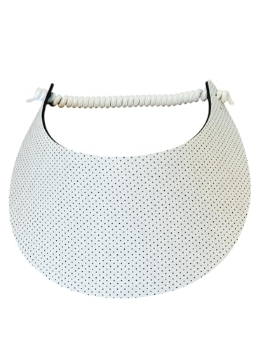 Pickleball - Fashion Fabric Foam Sun Visor for Women - The Sporty Look - Adjustable to Any Size Head - No Pressure & No Headache! White w/Tiny Black Dots