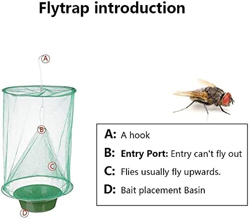 Ranch Fly Trap with Bait Tray 6 Pack Outdoor Hanging Reusable Stable Fly Trap for Indoor Outdoor Parks Restaurants Farms