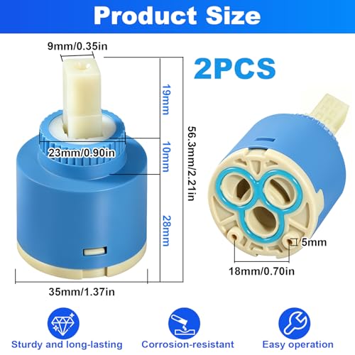 Miniatura 4 de Cartucho Grifo Monomando 35mm 2 Piezas - Cartucho Cerámico De Repuesto Para Blanco 121894 Para Grifo De Cocina Y Lavabo, Válvula De Reparación Fácil De Instalar, Compatible Con Múltiples Modelos