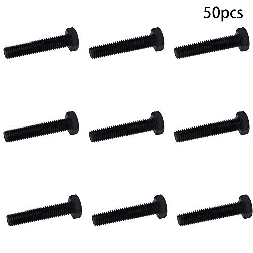 Image of Aicosineg 50Pcs M5 x 25mm Carbon Steel Grade 8.8 External Hex Head Screw Bolts Metric Thread Hexagon Bolts Fastener Hex Bolts for Hardware Furniture Machinery Black 1.12x0.31x0.31inch
