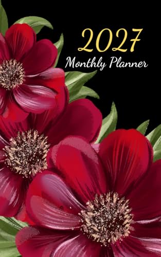 2027 Monthly Planner: Small Size 5x8 Inches | One Year Calendar Schedule Organizer (12 Months from January to December) with US Holidays | Red Flowers Cover image 2