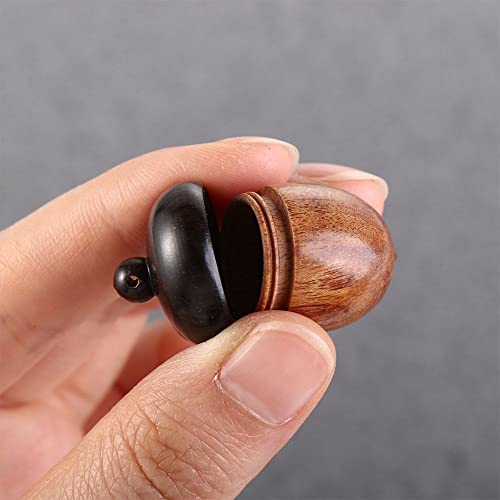 Wooden Travel Pill Case, Solid Wood Medicine Pill Box, Mini Granule Storage Box For Outdoor Acorn Shape Sandalwood Capsules Organizer #TOP3