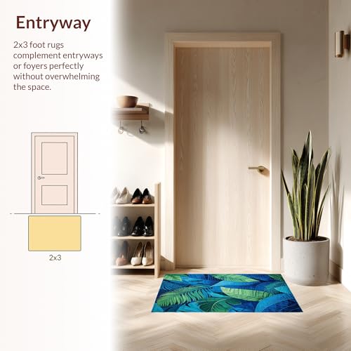 Tapete decorativo azul 6x9 pies, antideslizante, lavable miniatura 3