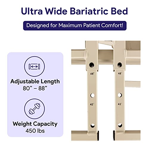 Ultra Low Adjustable Hospital Bed - 9" - 30" Height Range, 80" - 88" Length Range, 42" Width - Full Electric Medical Bed With 8 Function Hi/Lo Hand Pendant With Auto Contour - Home Care Use - Cherry #TOP3