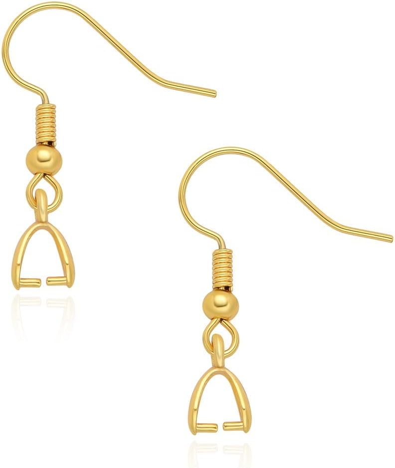 200pcs Adabele 316 Grade Surgical Stainless Steel Hypoallergenic Fish Earring Hooks Ear Wire Pinch Bail Clasp (Wire 0.7mm/21 Gauge) for Earrings Jewelry Making SEF9