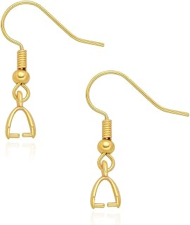 20pcs Adabele Tarnish Resistant Gold Plated Fish Earring Hooks Pinch Bail | Metal Earring Fishhooks with Jewelry Pinch Bail to Attach Charms Gemstones Dangles for Craft Earrings Jewelry Making