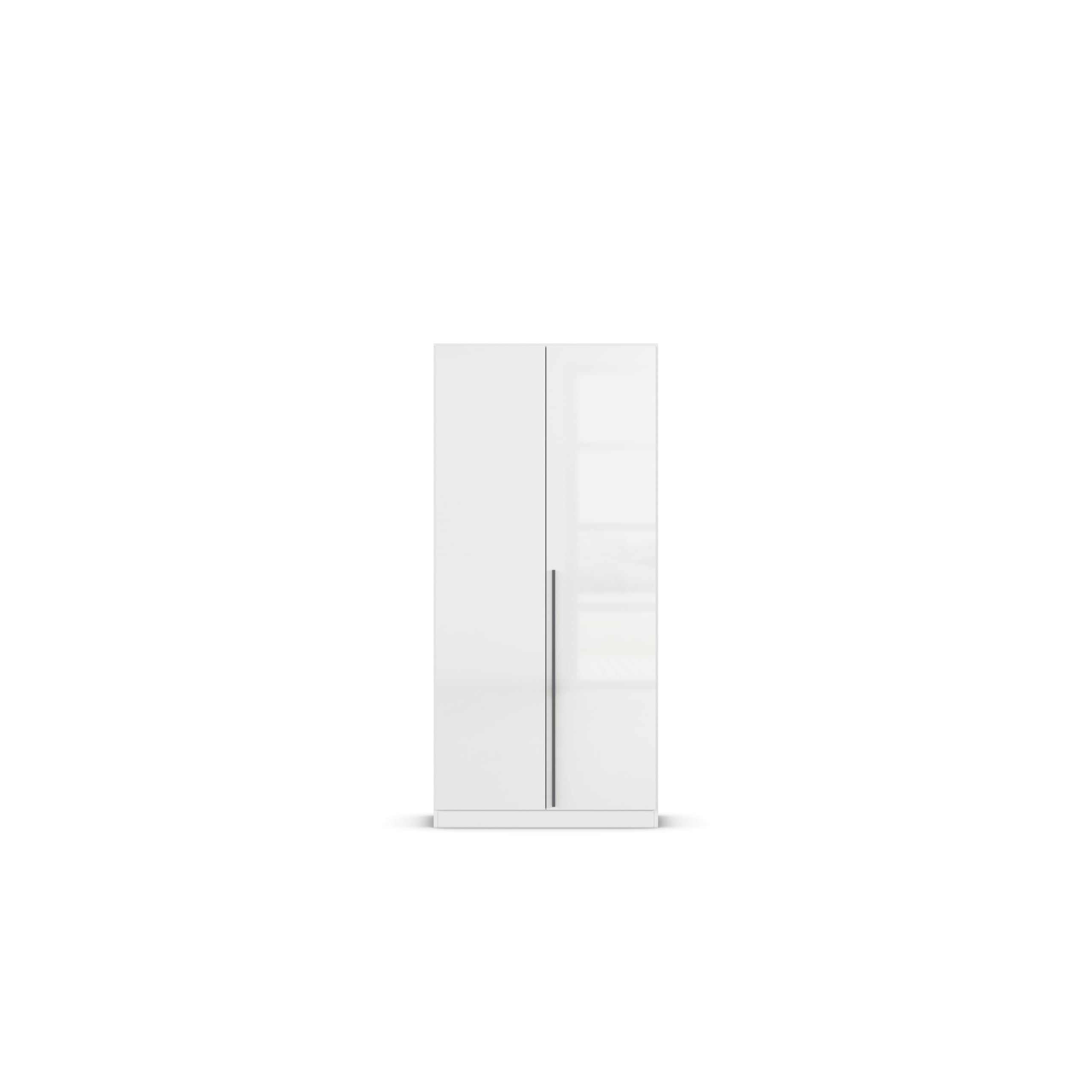 Rauch Möbel ALBA, Kleiderschrank, Farbe Hochglanz Weiß, Breite 91 cm | Schrank, 2-türig, Zubehör Basic, für Schlafzimmer, Kinderzimmer, Babyzimmer, Homeoffice, Garderobe, Flur