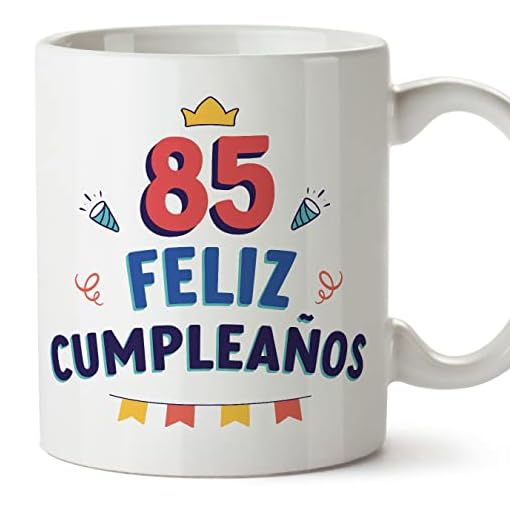 MUGFFINS Tazas 85 Cumpleaños - En Español - ¡Feliz Cumpleaños! - 11 oz / 330 ml - Regalo original y divertido