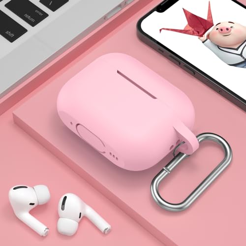Image of for AirPods Pro 2nd 1st Generation Case Cover with Keychain, Protective Soft Silicone Skin Accessories for Apple AirPods Pro Charging Case 2022 /2019, Front LED Visible, Pink