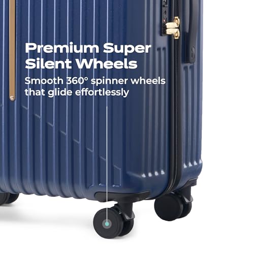 Image of Midnight Voyager Check-in Large 76cm | Trolley Bag Hard Case Polycarbonate, 4 Wheels 360 Degree Wheeling System Luggage, Suitcase for Travel, with Front Laptop Access (Storm Blue)