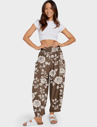 Image of TARSE Women's Linen Wide Leg Pants Baggy High Waist Palazzo Pants